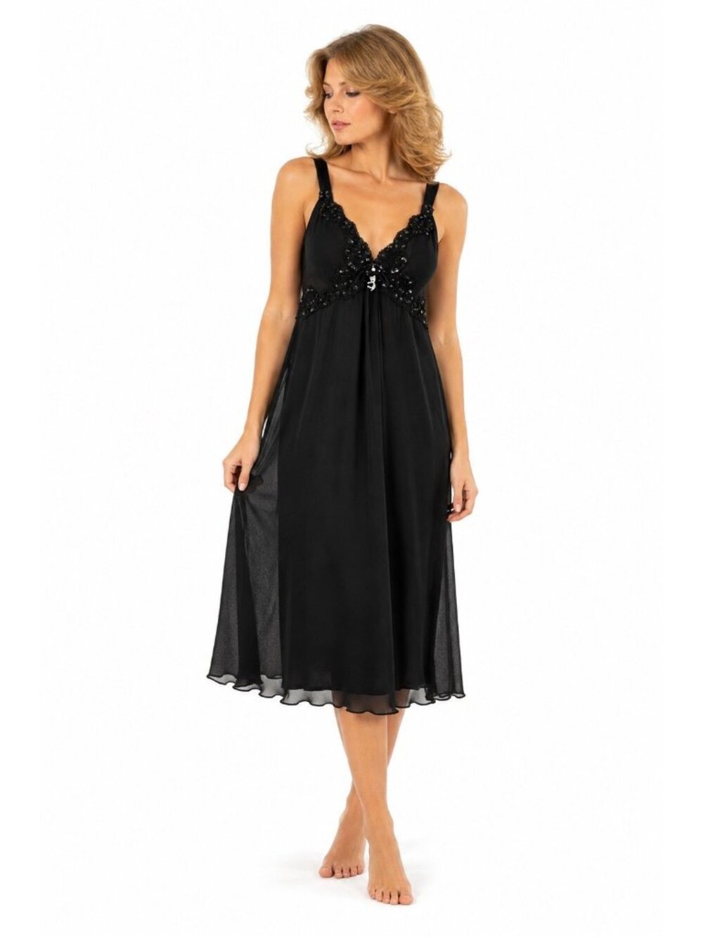 vintage 90s LUCIE ANN nightgown negligee black SMALL boudoir sheer lace beaded